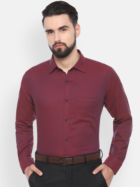 

Van Heusen Men Maroon Regular Fit Self Design Formal Shirt