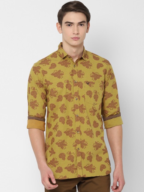 

Allen Solly Men Yellow & Brown Printed Slim Fit Casual Shirt