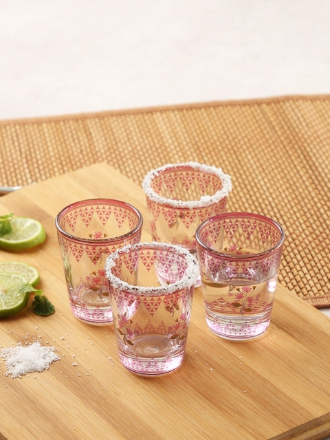 

India Circus by Krsnaa Mehta Set of 4 Transparent Lattice Lotus Shot Glasses