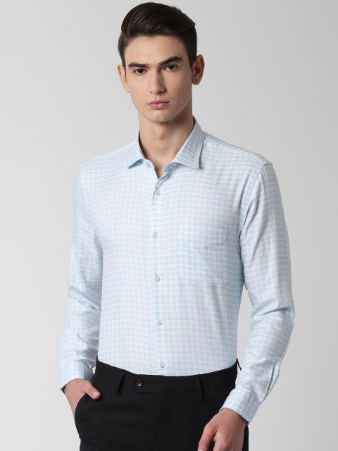 

Peter England Men Blue Slim Fit Checked Formal Shirt