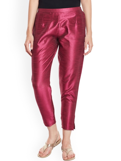 

Meee Women Purple Regular Fit Self Design Regular Trousers