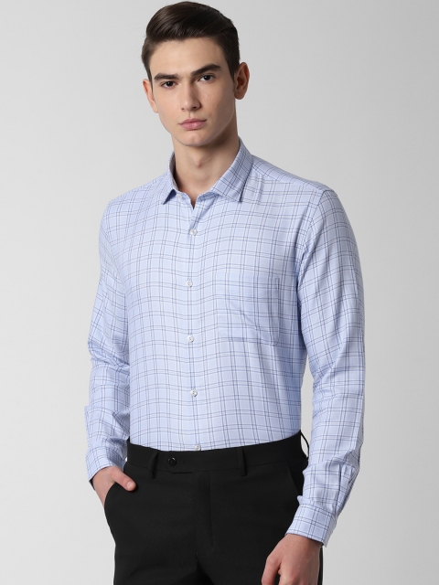 

Peter England Men Blue Regular Fit Checked Formal Shirt