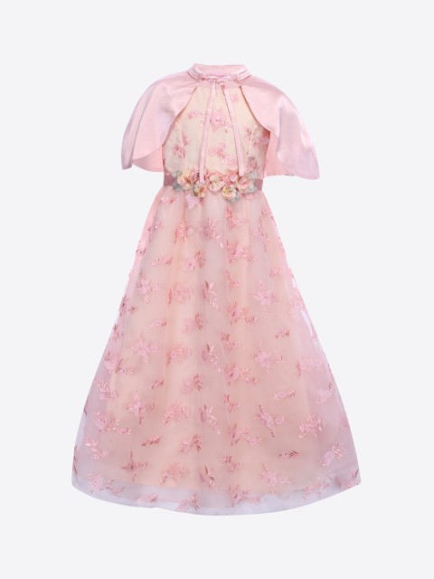 

CUTECUMBER Girls Peach-Coloured Self Design Maxi Dress