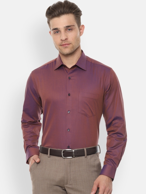 

Van Heusen Men Purple & Gold-Coloured Regular Fit Solid Party Shirt