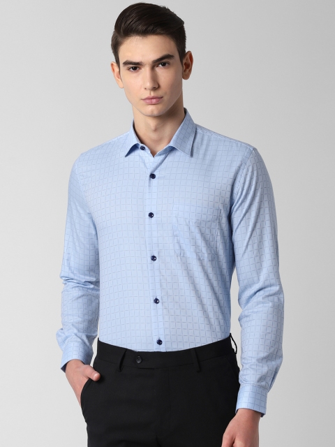 

Peter England Men Blue Slim Fit Checked Formal Shirt