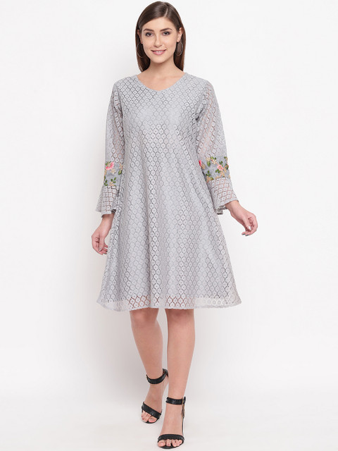 

Shakumbhari Women Self Design Grey A-Line Dress