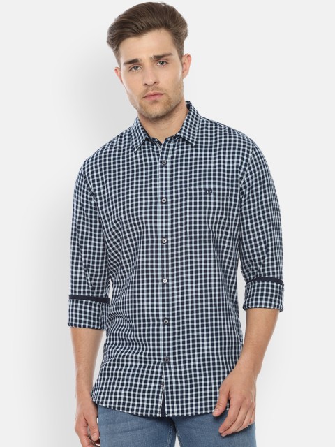 

Van Heusen Sport Men Navy Blue Slim Fit Checked Casual Shirt