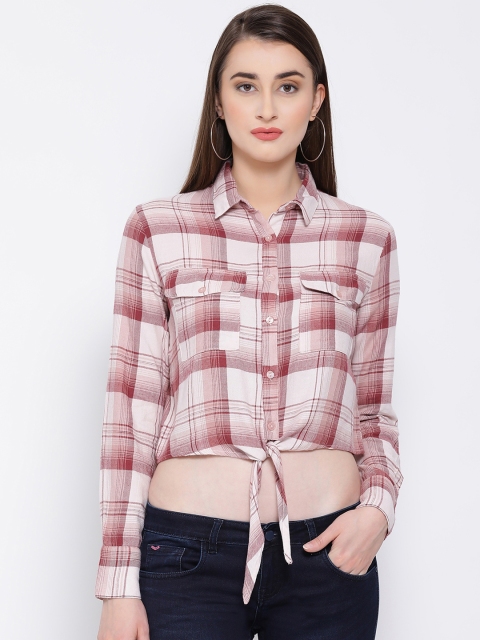 

Oxolloxo Women White Checked Shirt Style Top