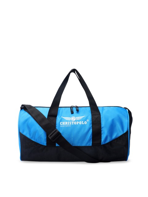 

CHRISTOPOLO Unisex Blue & Black Colourblocked Duffel Bag