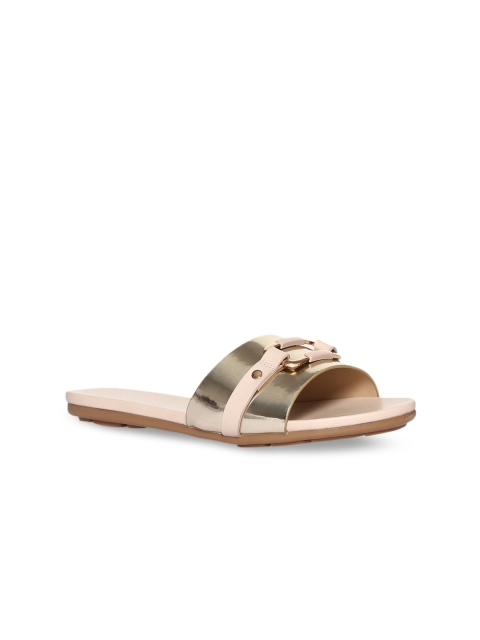 

Stride Women Gold-Toned Solid Open Toe Flats