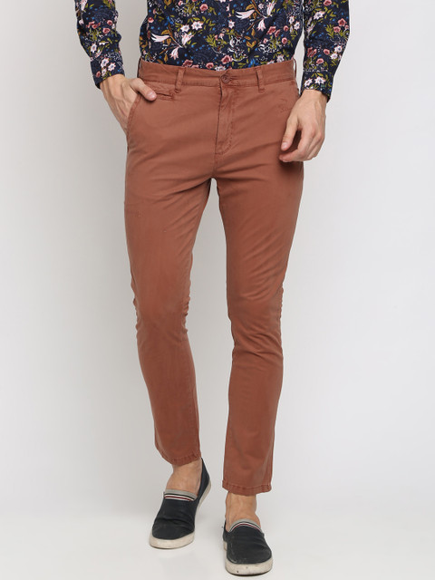 

Breakbounce Men Camel Brown Skinny Fit Solid Regular Trousers