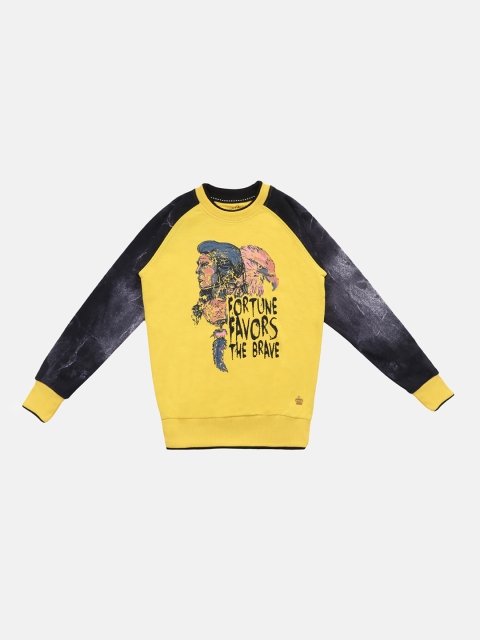 

Lil Tomatoes Boys Yellow & Black Printed Sweatshirt
