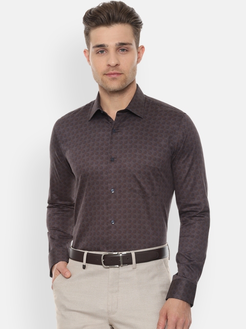 

Van Heusen Men Brown Slim Fit Printed Formal Shirt