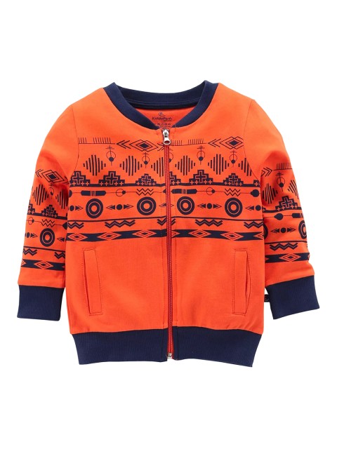 

KiddoPanti Boys Orange & Navy Blue Solid Sweatshirt