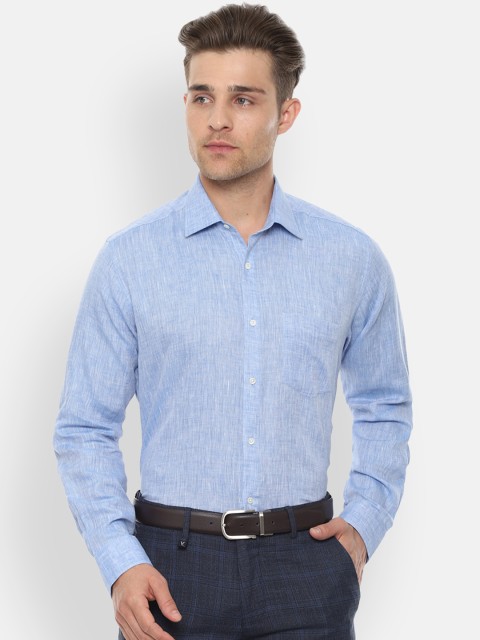 

Van Heusen Men Blue & White Regular Fit Self Design Formal Shirt