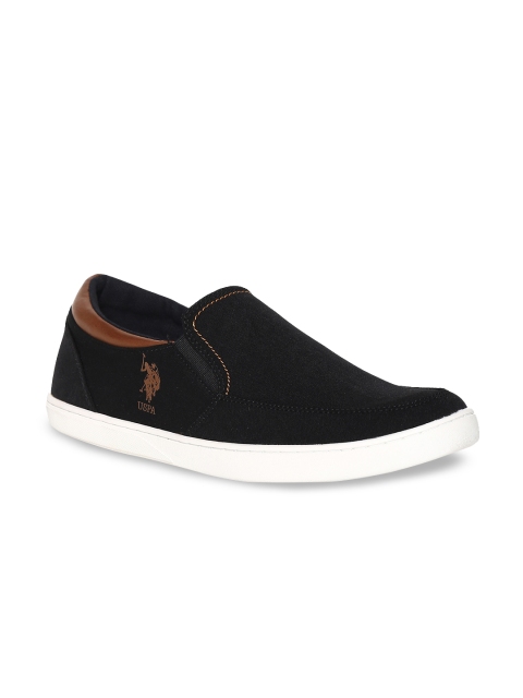 

U.S. Polo Assn. Men Black Solid Slip-On Sneakers