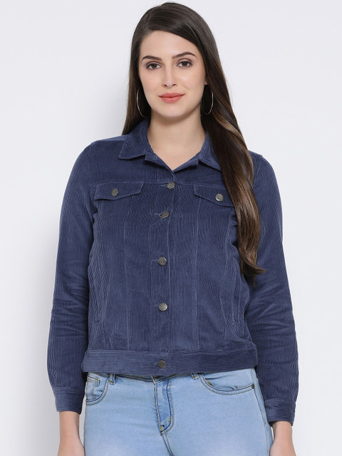 

Oxolloxo Women Blue Corduroy Lightweight Jacket
