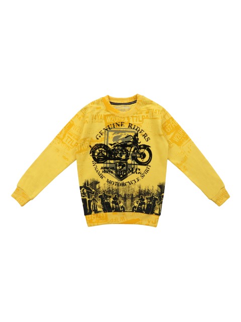 

Lil Tomatoes Boys Yellow & Black Printed Sweatshirt