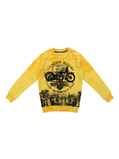 

Lil Tomatoes Boys Yellow & Black Printed Sweatshirt