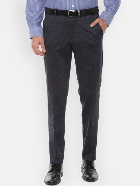 

Van Heusen Men Charcoal Grey Slim Fit Self Design Formal Trousers