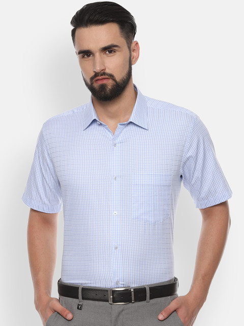 

Van Heusen Men Blue Regular Fit Checked Formal Shirt