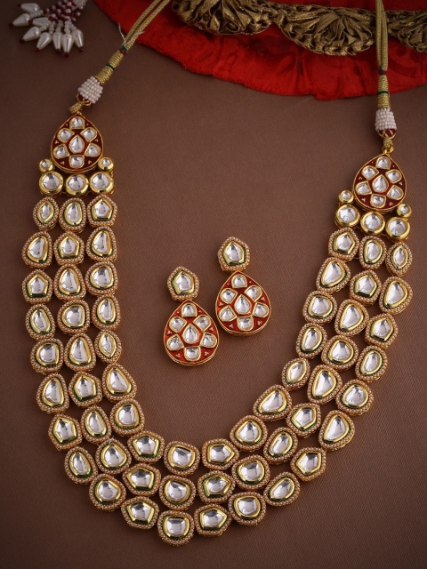 

Voylla Gold-Plated & White Kundan Vilandi Jewellery Set