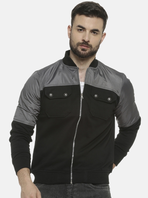 

Campus Sutra Men Black Colourblocked Windcheater Jacket
