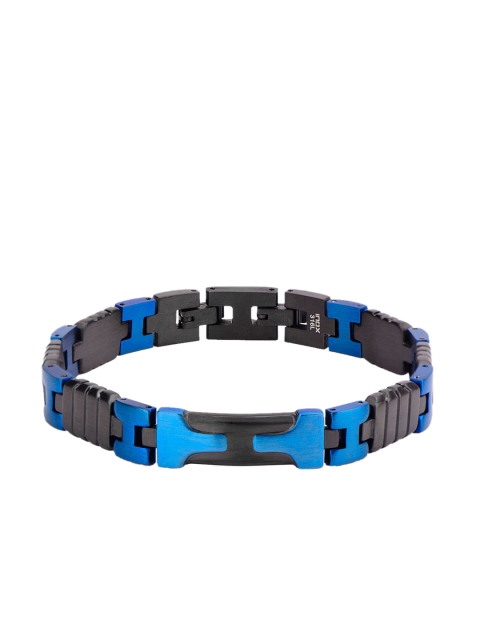 

Inox Jewelry Men Blue & Black Stainless Steel Link Bracelet