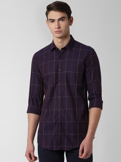 

Peter England Men Navy Blue Slim Fit Checked Casual Shirt