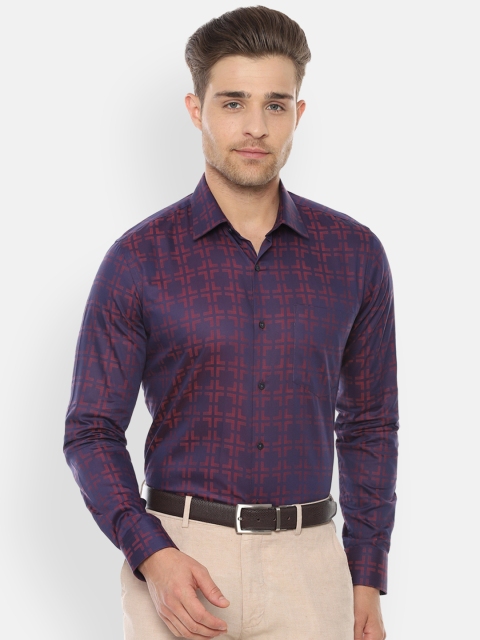 

Van Heusen Men Purple & Maroon Slim Fit Checked Formal Shirt