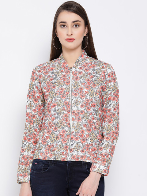 

Oxolloxo Women White Printed Lightweight Jacket