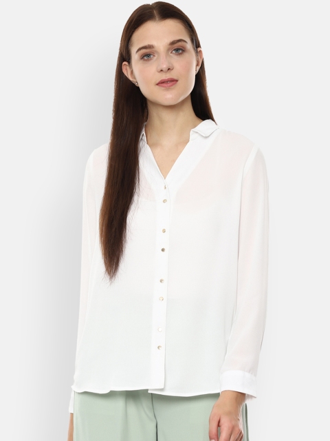 

Van Heusen Woman White Regular Fit Solid Casual Shirt
