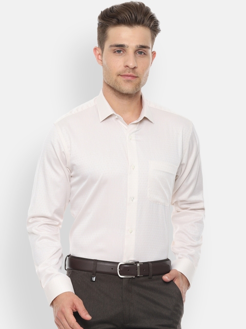 

Van Heusen Men Cream-Coloured Regular Fit Solid Formal Shirt