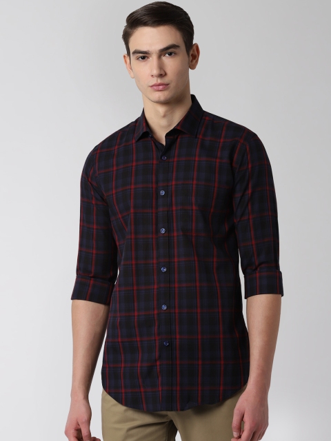 

Peter England Men Navy Blue Slim Fit Checked Casual Shirt