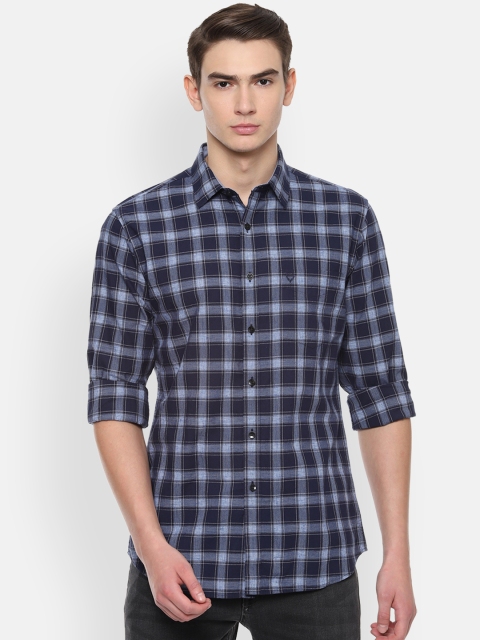 

Allen Solly Men Navy Blue Slim Fit Checked Casual Shirt