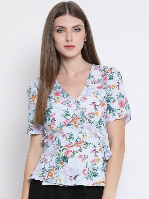 

Oxolloxo Women Blue Printed Wrap Top