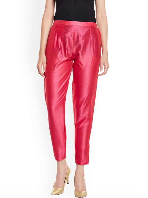 

Meee Women Pink Regular Fit Solid Regular Trousers