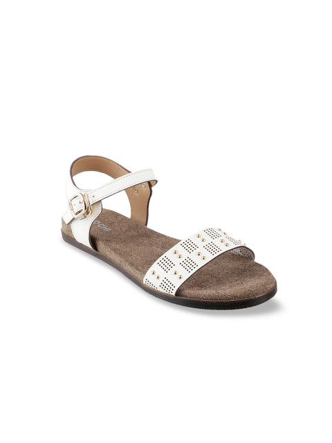

Mochi Women White Printed Open Toe Flats