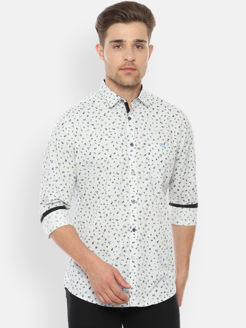 Van Heusen Sport Men White Slim Fit Printed Casual Shirt