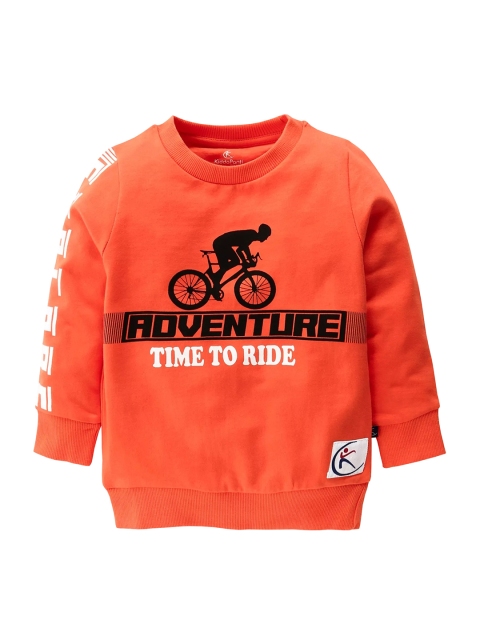 

KiddoPanti Boys Orange & Black Printed Sweatshirt