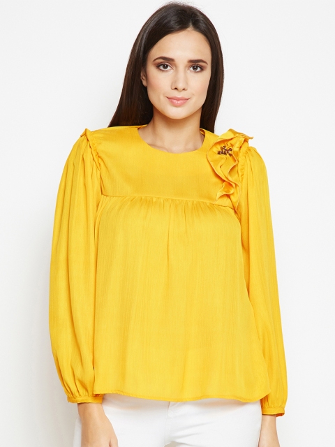 

Oxolloxo Women Yellow Solid A-Line Top