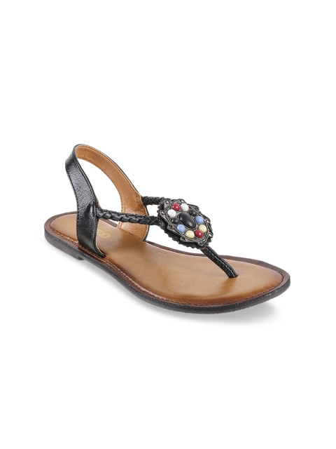 

Metro Women Black Solid T-Strap Flats