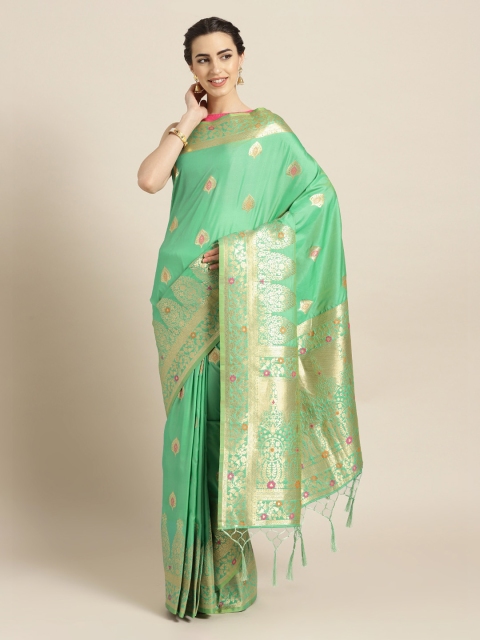 

Mitera Green Art Silk Woven Design Handloom Banarasi Saree