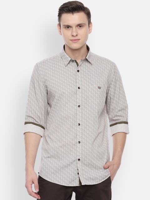 Van Heusen Sport Men White Slim Fit Printed Casual Shirt