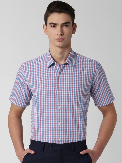 

Peter England Men Pink & Blue Slim Fit Checked Formal Shirt