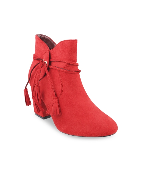 

Mochi Women Red Solid Heeled Boots