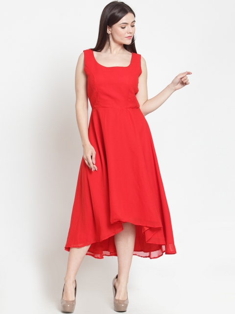 

Just Wow Women Solid Red Fit and Flare Dress
