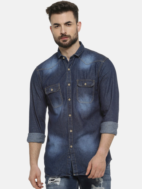 

Campus Sutra Men Blue Faded Regular Fit Casual Shirt