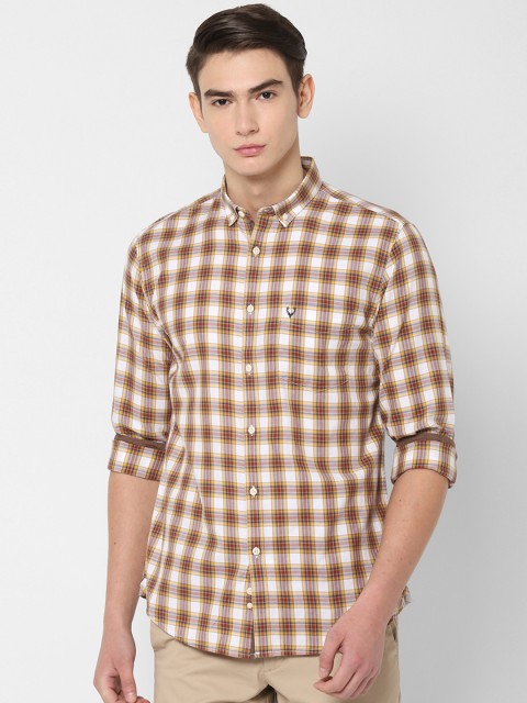 

Allen Solly Men White & Yellow Slim Fit Checked Casual Shirt