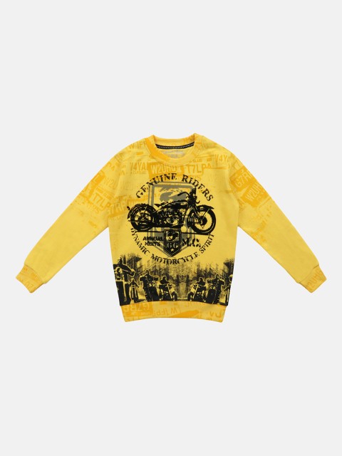 

Lil Tomatoes Boys Yellow & Black Printed Sweatshirt